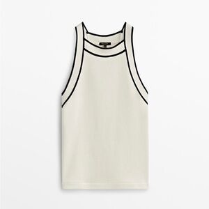Massimo Dutti White Tank Top with Black Accents